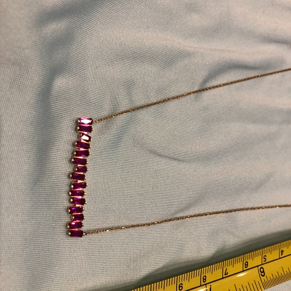 Eye Candy 19" Goldtone necklace with row of pink stones - Picture 3 of 4